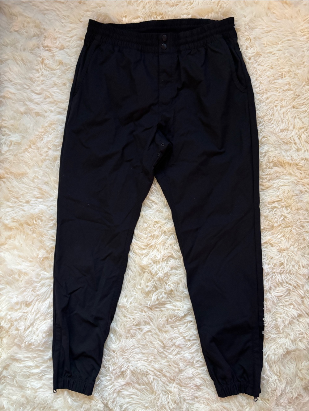 Nike Woven Jogger Pants Black Size L Zip Ankle Snap Fly Stretch Nylon